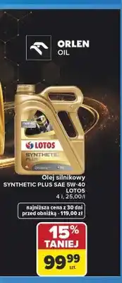 Carrefour Olej silnikowy Lotos Synthetic Plus SAE 5W-40 oferta