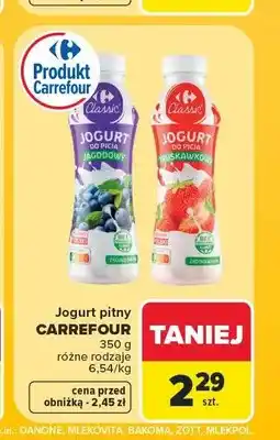 Carrefour Jogurt pitny Carrefour Classic jagodowy oferta