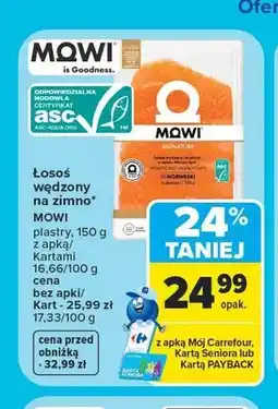 Carrefour Łosoś wędzony na zimno MOWI plastry oferta