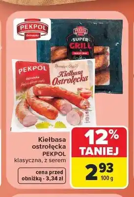 Carrefour Kiełbasa ostrołęcka z serem Pekpol oferta