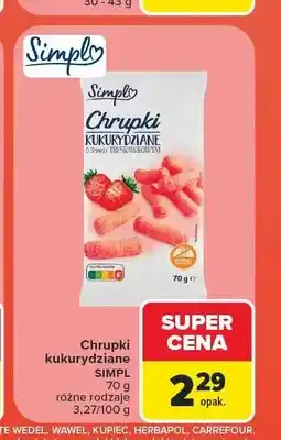 Carrefour Chrupki kukurydziane Simpl o smaku truskawkowym oferta