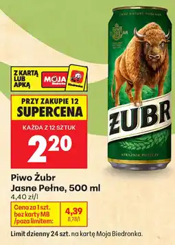 Biedronka Piwo Żubr Jasne Pełne oferta