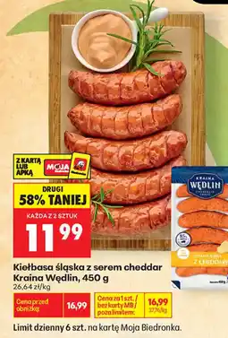 Biedronka Kraina Wędlin Kiełbasa śląska z serem cheddar oferta