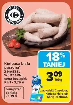 Carrefour Kiełbasa biała parzona Nasza Wędzarnia Carrefour oferta