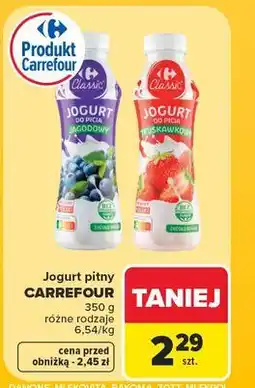 Carrefour Jogurt truskawkowy Carrefour Classic oferta