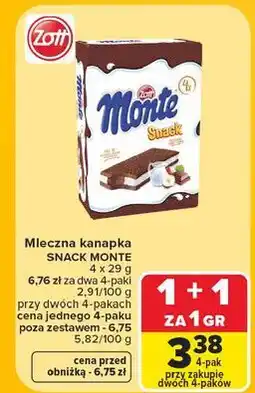 Carrefour Baton mleczny Zott Monte Snack oferta