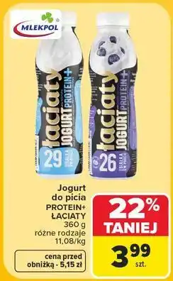 Carrefour Jogurt proteinowy jagoda ze śmietanką Łaciaty oferta