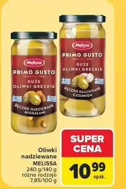 Carrefour Oliwki greckie ręcznie nadziewane migdałami Melissa Primo Gusto oferta