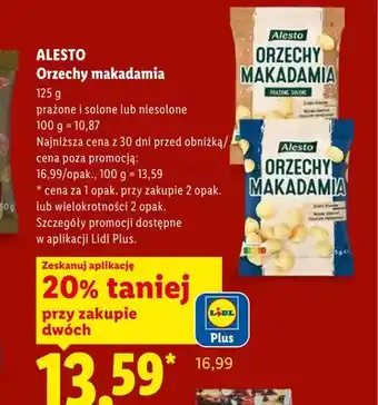 Lidl Orzechy makadamia prażone i solone Alesto oferta