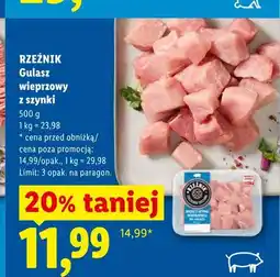 Lidl Rzeźnik Gulasz wieprzowy z szynki oferta