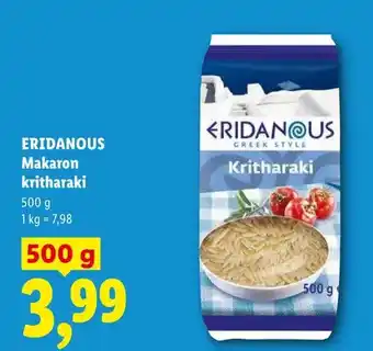 Lidl Makaron kritharaki Eridanous oferta