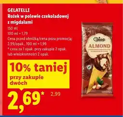 Lidl Lody rożek w polewie czekoladowej z migdałami Gelatelli Almond oferta