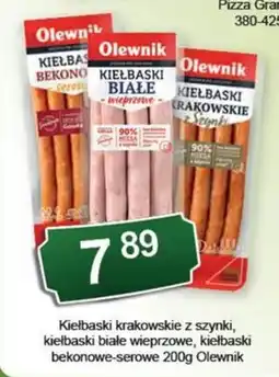 Eden Kiełbaski krakowskie z szynki, kiełbaski białe wieprzowe, kiełbaski bekonowe-serowe Olewnik oferta