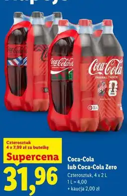 Lidl Coca-Cola lub Coca-Cola Zero Czterosztuk oferta