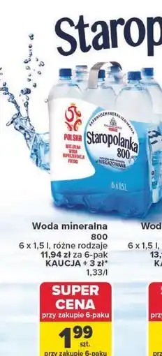 Carrefour Staropolanka 800 Woda mineralna oferta