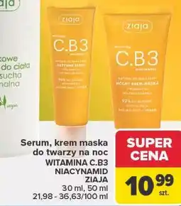 Carrefour Serum, krem maska do twarzy na noc WITAMINA C.B3 NIACYNAMID ZIAJA oferta