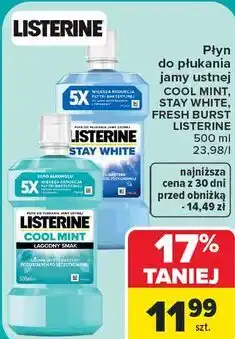 Carrefour Market Płyn do płukania jamy ustnej Listerine Cool Mint, Stay White, Fresh Burst oferta