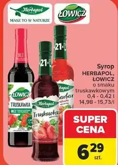 Carrefour Market Syrop HERBAPOL, ŁOWICZ o smaku truskawkowym oferta