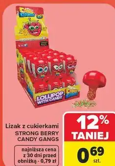 Carrefour Market Lizak z cukierkami STRONG BERRY CANDY GANGS oferta