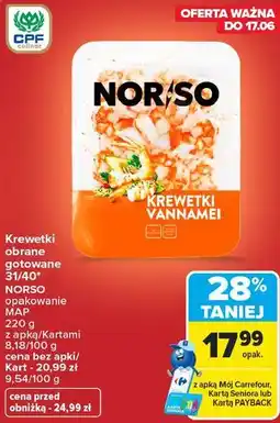 Carrefour Market Krewetki obrane gotowane 31/40* NORSO oferta