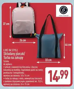 ALDI Składany plecak Live In Style oferta