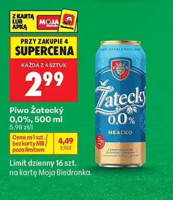 Biedronka Piwo Žatecký 0,0% oferta