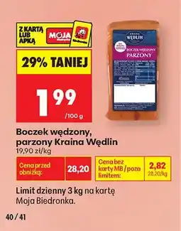 Biedronka Boczek wędzony parzony Kraina Wędlin oferta