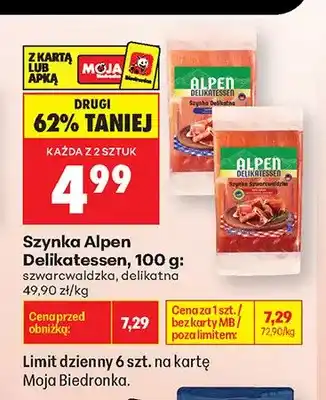 Biedronka Szynka szwarcwaldzka Alpen Delikatessen oferta