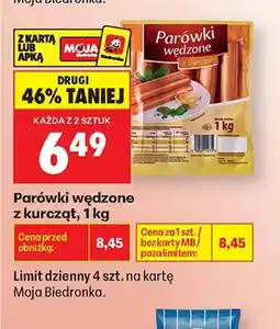 Biedronka Parówki wędzone z kurcząt Kraina Wędlin oferta