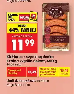 Biedronka Kiełbasa z szynki sądecka Kraina Wędlin Select oferta