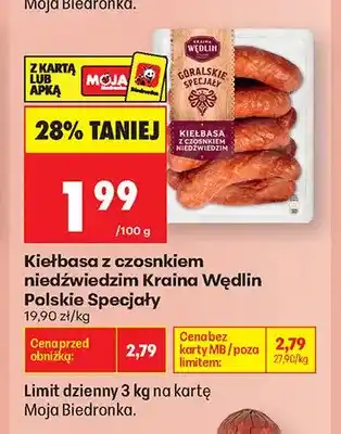 Biedronka Kiełbasa z czosnkiem niedźwiedzim Kraina Wędlin Polskie Specjały oferta