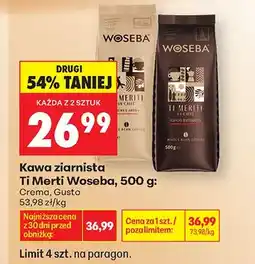 Biedronka Kawa ziarnista Woseba Ti Merti Gusto oferta