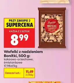Biedronka Wafelki z nadzieniem kakaowo-orzechowe Bonitki oferta