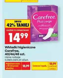 Biedronka Wkładki higieniczne Carefree 40 szt oferta