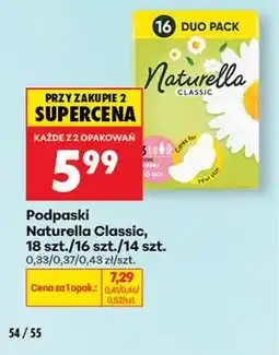 Biedronka Podpaski Naturella Classic 16 szt oferta