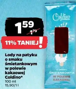 Netto Lody na patyku o smaku śmietankowym w polewie kakaowej Coldino oferta