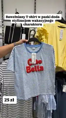 Pepco Bawełniany T-shirt w paski Pepco Women Ciao Bella oferta