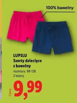 Lidl Szorty dziecięce z bawełny Lupilu oferta