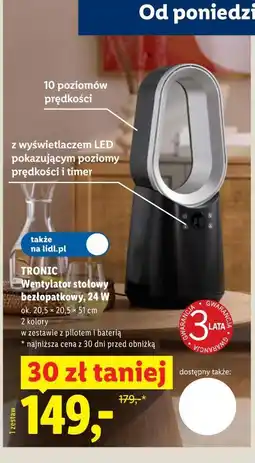 Lidl TRONIC Wentylator stołowy bezłopatkowy, 24 W oferta