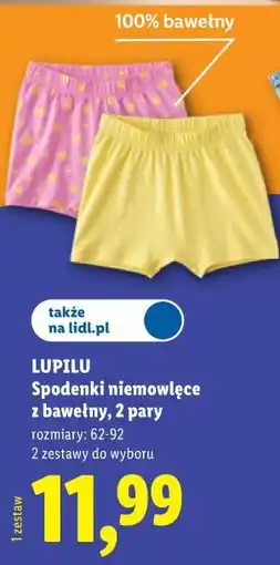 Lidl LUPILU Spodenki niemowlęce z bawełny, 2 pary oferta