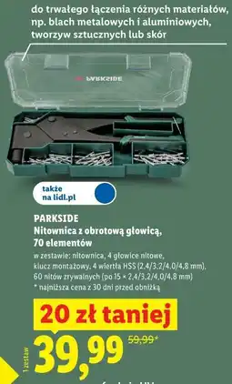 Lidl PARKSIDE Nitownica z obrotową głowicą, 70 elementów oferta