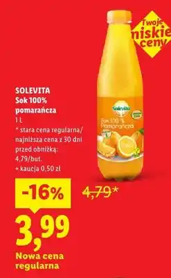 Lidl Sok 100% pomarańcza Solevita oferta