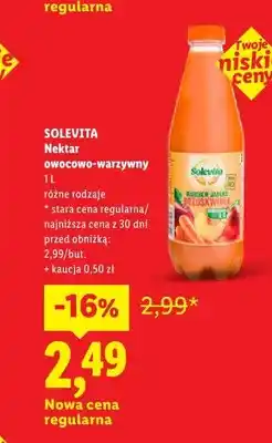 Lidl Nektar owocowo-warzywny marchew jabłko brzoskwinia Solevita oferta