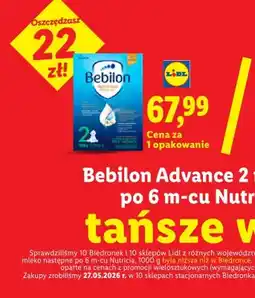 Lidl Mleko następne po 6 m-cu Bebilon Advance 2 Nutricia oferta