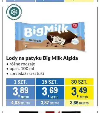 Makro Lody na patyku Big Milk Algida oferta