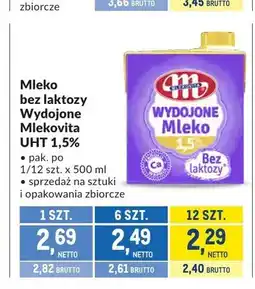 Makro Mleko bez laktozy Wydojone Mlekovita UHT 1,5% oferta