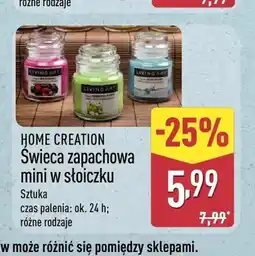 ALDI Świeca zapachowa mini w słoiczku Home Creation oferta