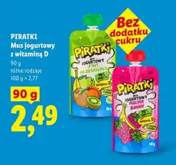 Lidl Mus jogurtowy malina banan Piratki oferta