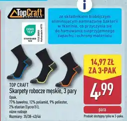 ALDI Skarpety robocze męskie TOP CRAFT 3-pak oferta