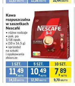 Makro Kawa rozpuszczalna w saszetkach Nescafé 3in1 Classic 10-pak oferta
